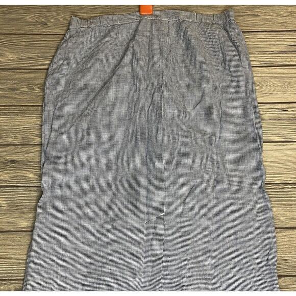 Talbots Sz 8 Petite Vintage Blue Houndstooth Irish Linen Blend Maxi Skirt Zipper - Picture 8 of 8